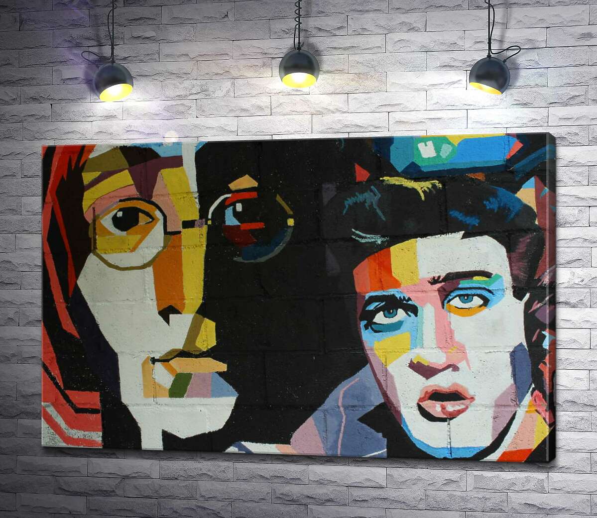 картина Граффити с легендарными Джоном Ленноном (John Lennon) и Элвисом Пресли (Elvis Presley)