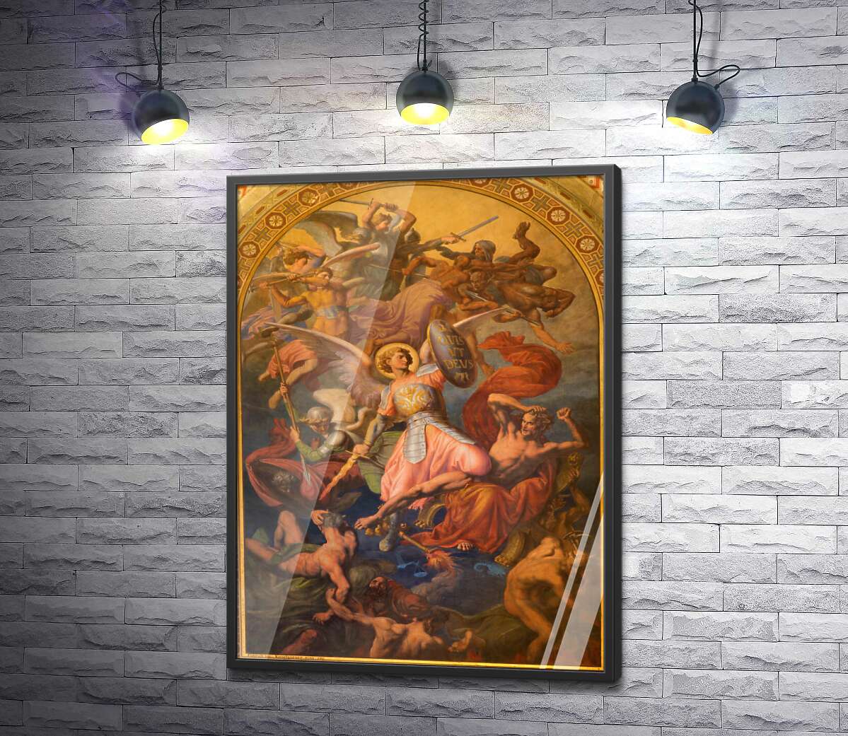 постер Михаїл на чолі війська архангелів бореться з грішними ангелами