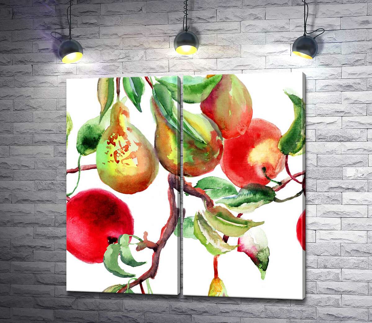 модульная картина Гілки з соковитими грушами та яблуками