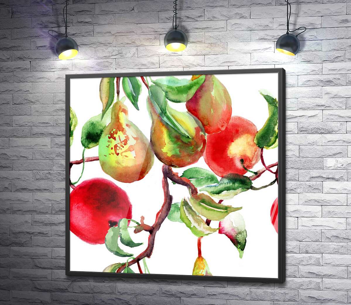 постер Гілки з соковитими грушами та яблуками