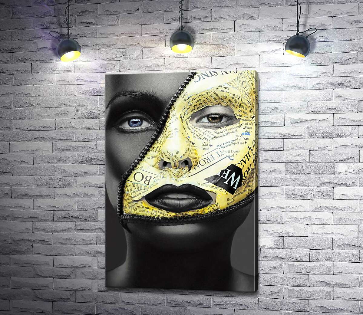картина Женское лицо с золотым фрагментом