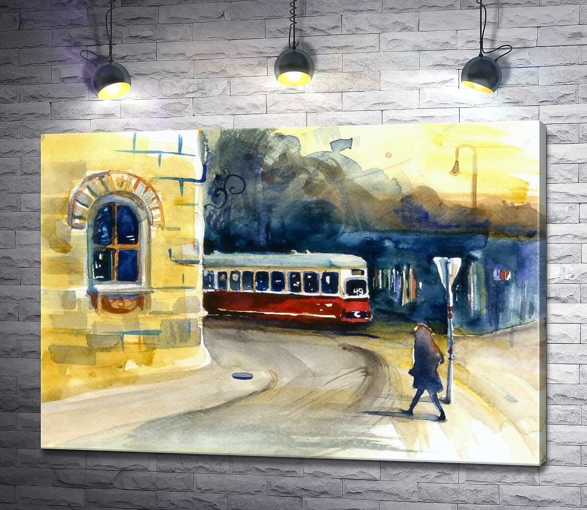 картина Охайний трамвай їде містом
