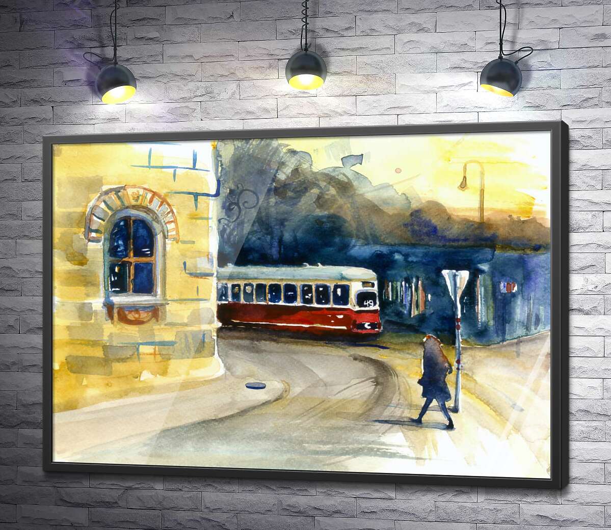 постер Аккуратный трамвай едет по городу