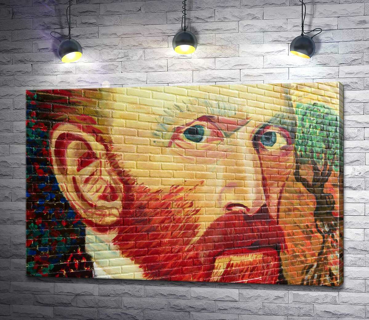 картина Портрет Вінсента Ван Гога виблискує фарбами на стіні