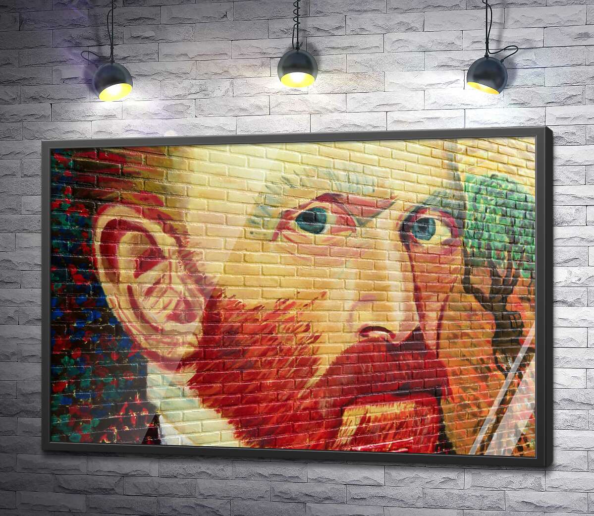 постер Портрет Винсента Ван Гога сверкает красками на стене
