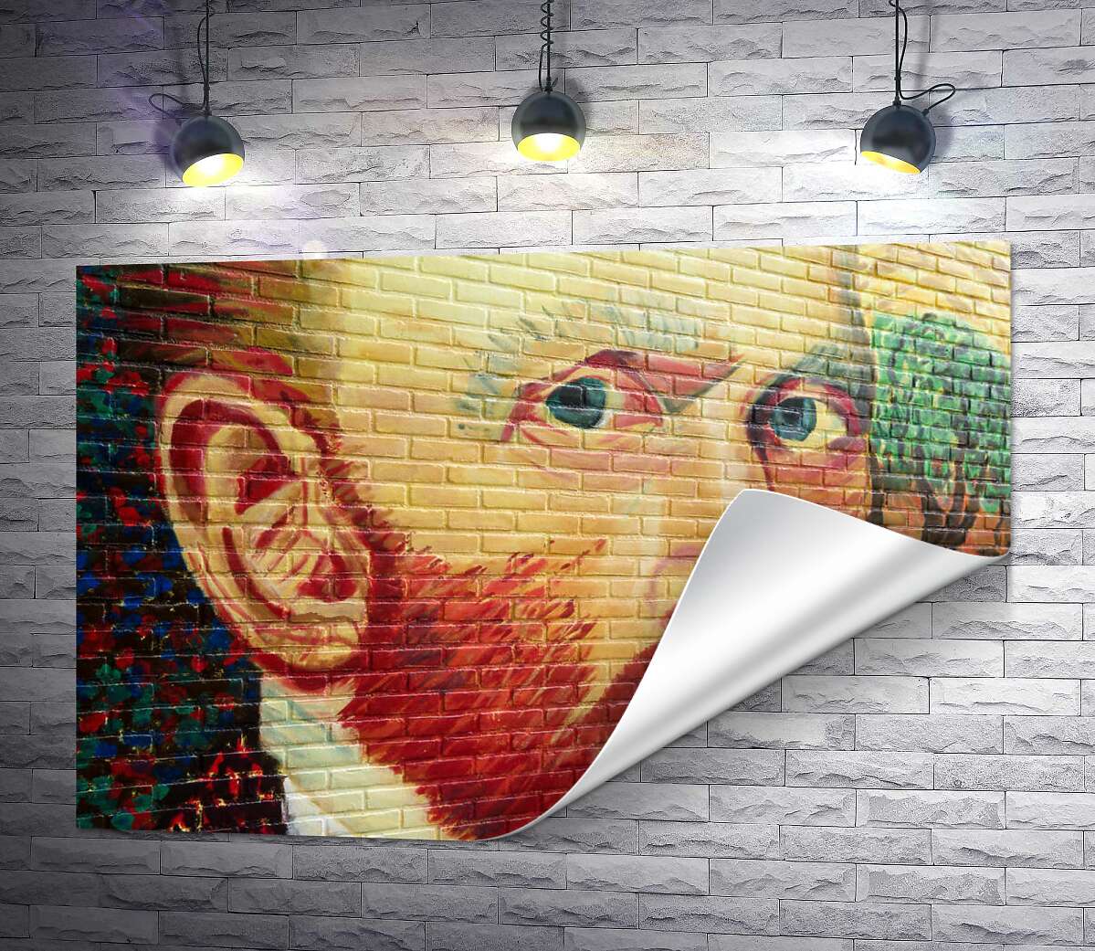 печать Портрет Винсента Ван Гога сверкает красками на стене