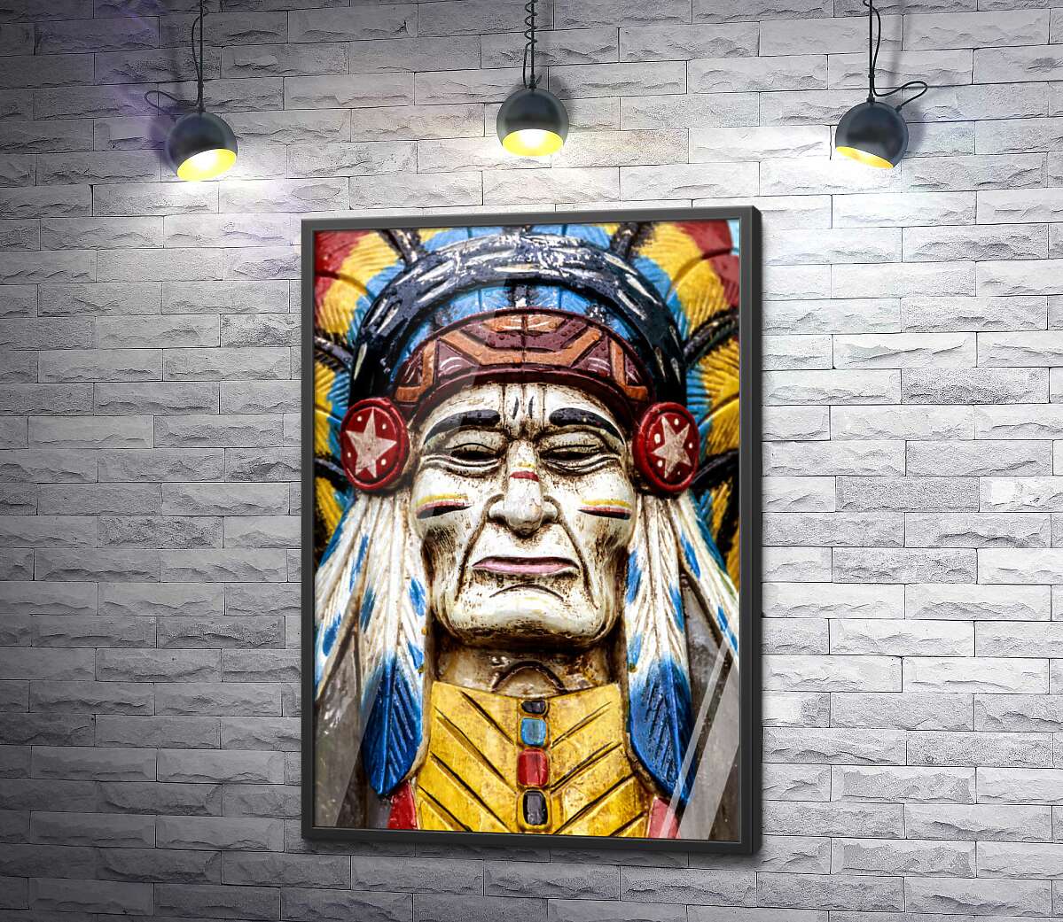 постер Статуя старого индейского вождя