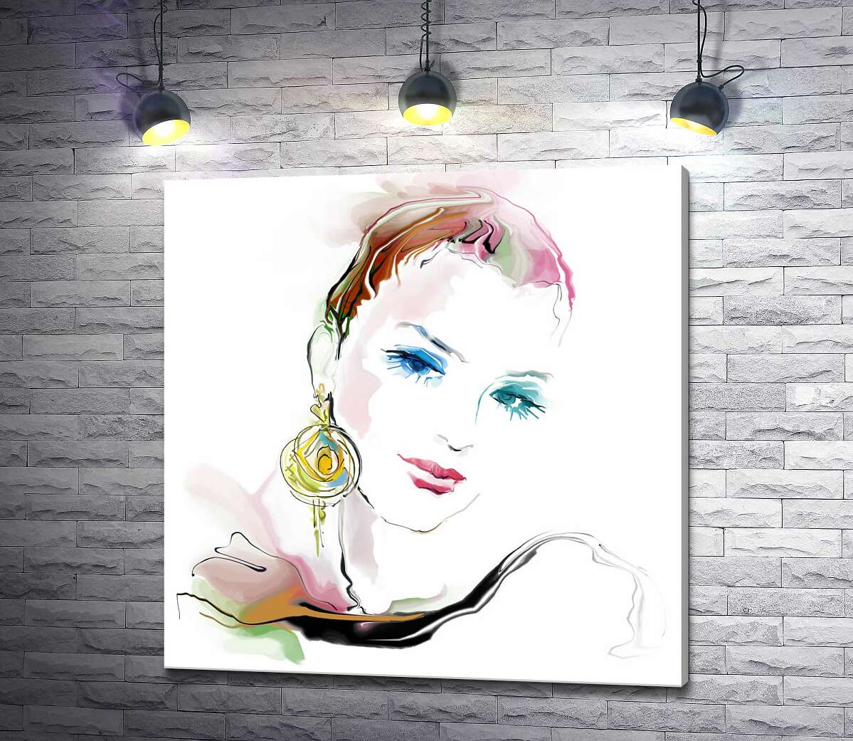 картина Золотая сережка украшает ухо модной девушки