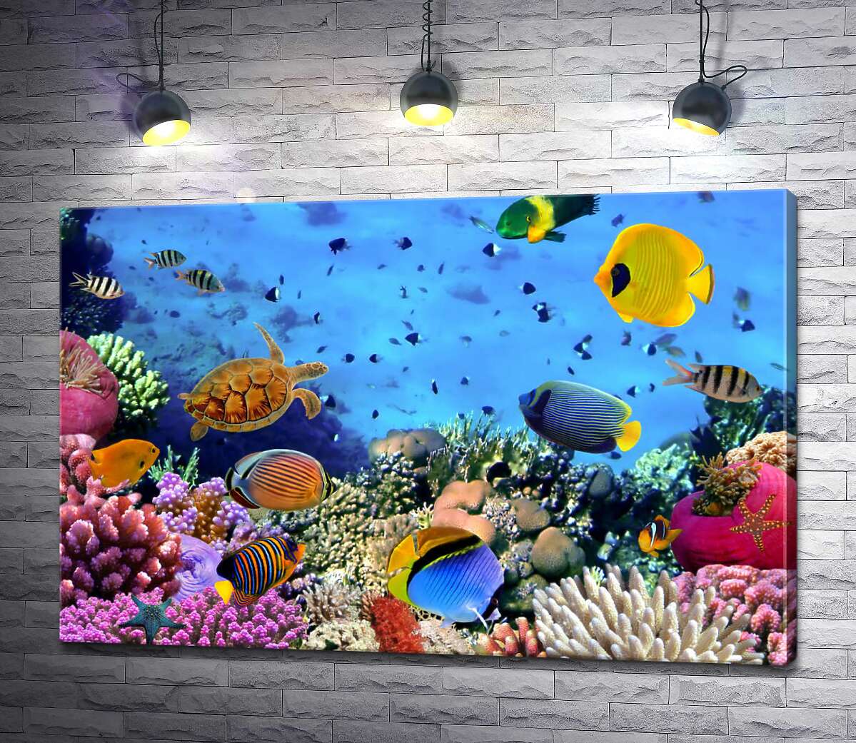 картина Богатый подводный мир кораллов и рыб
