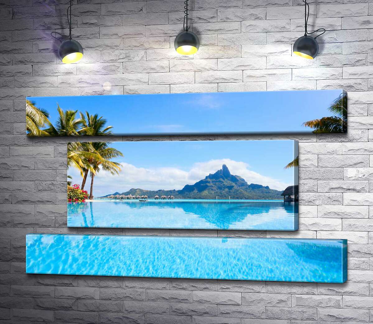 модульна картина Гірський хребет острова Бора-Бора (Bora Bora) відбивається у бірюзі тропічного океану (Модуль №18)