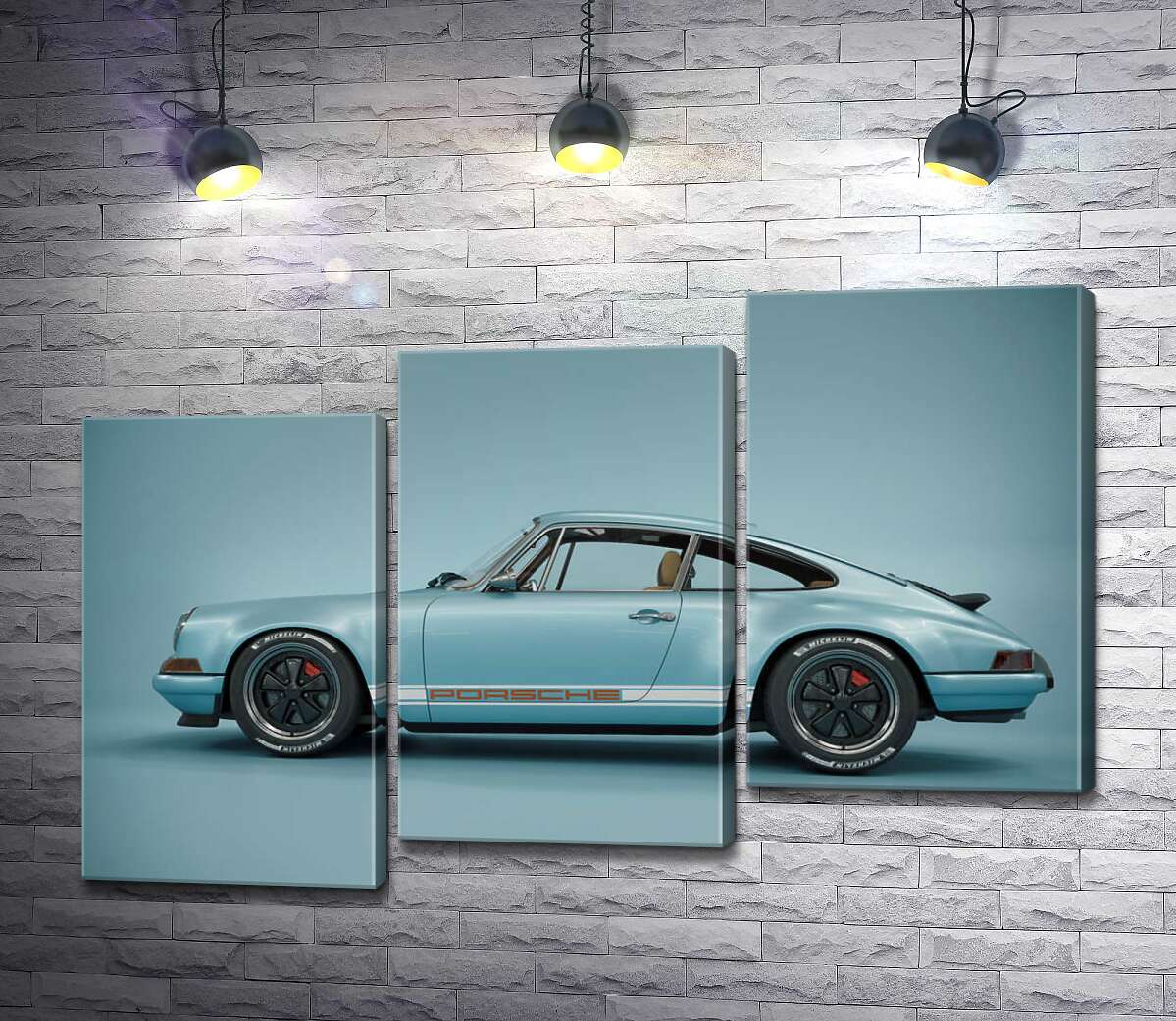 модульна картина Блакитний гоночний автомобіль Porsche 911 Carrera RSR (Модуль №14)