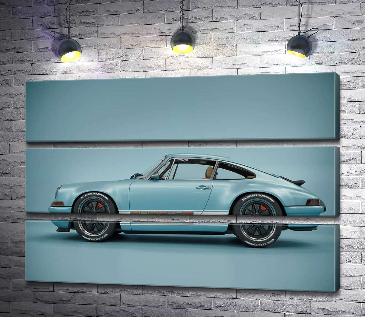 модульная картина Голубой гоночный автомобиль Porsche 911 Carrera RSR (Модуль №15)