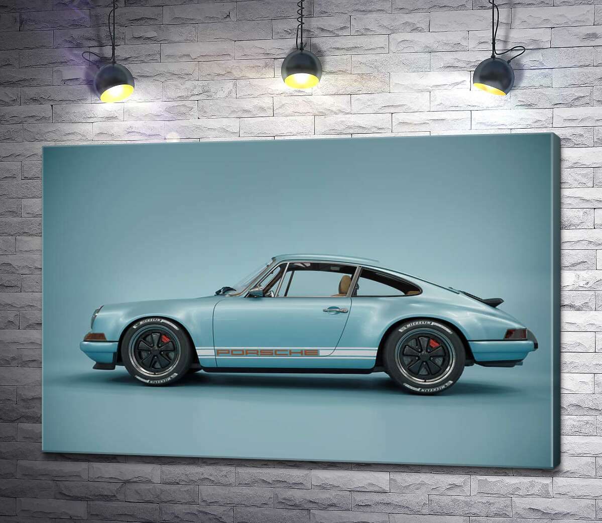 картина Голубой гоночный автомобиль Porsche 911 Carrera RSR