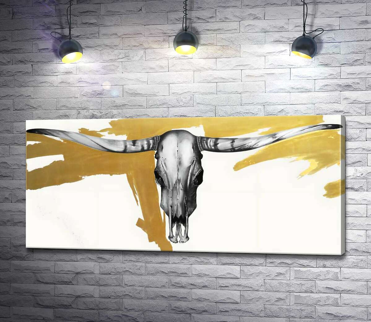 картина Череп бика на золотому фоні