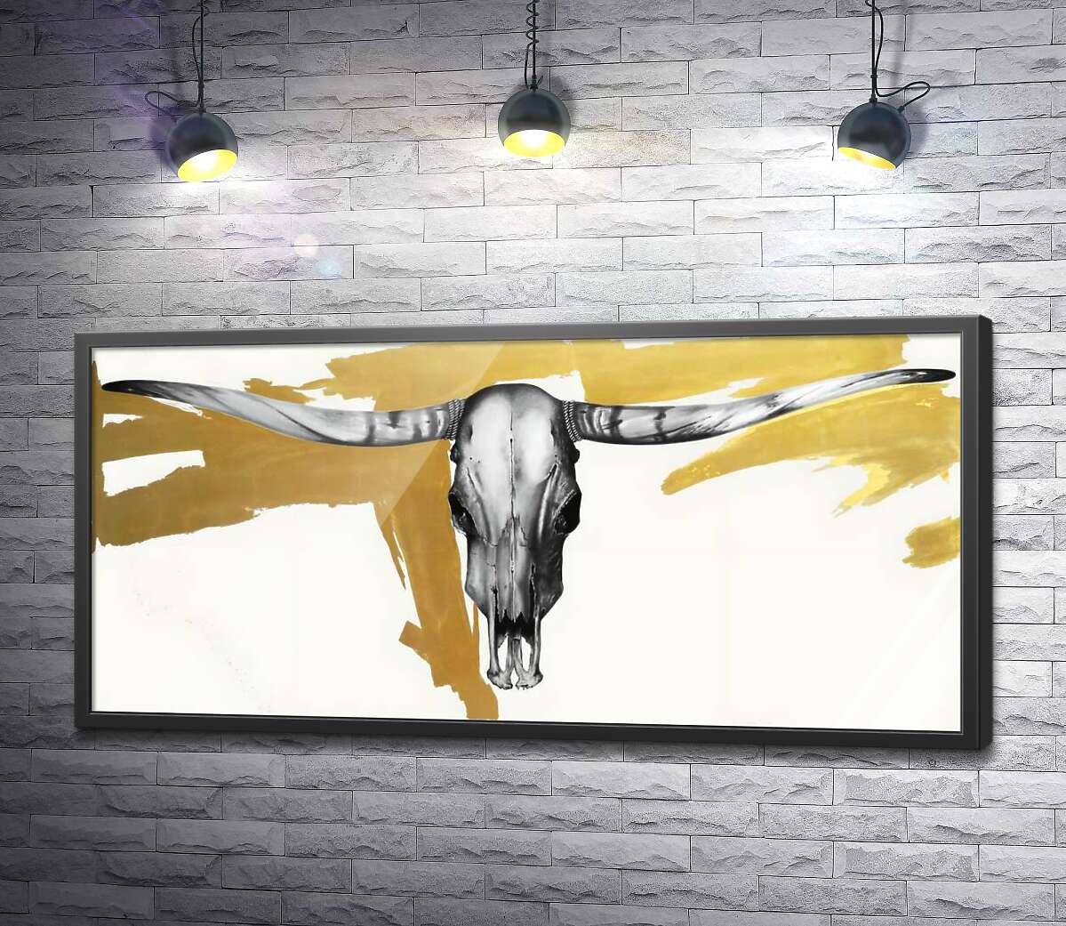 постер Череп бика на золотому фоні