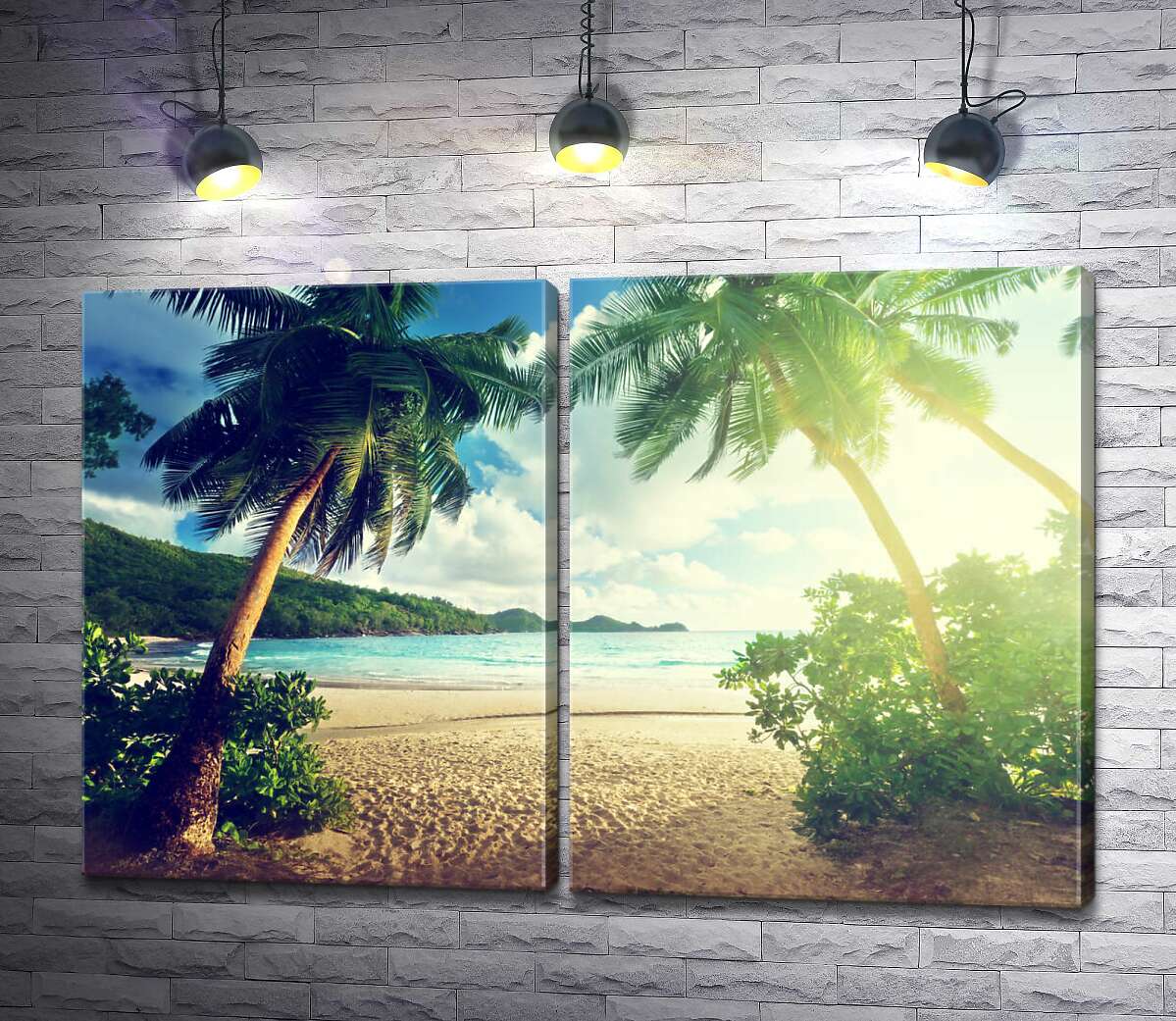 модульная картина Дорога к пляжу мимо тропических деревьев