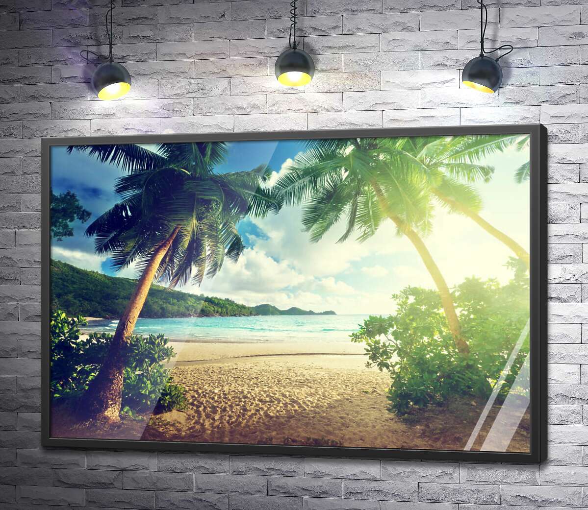 постер Дорога к пляжу мимо тропических деревьев