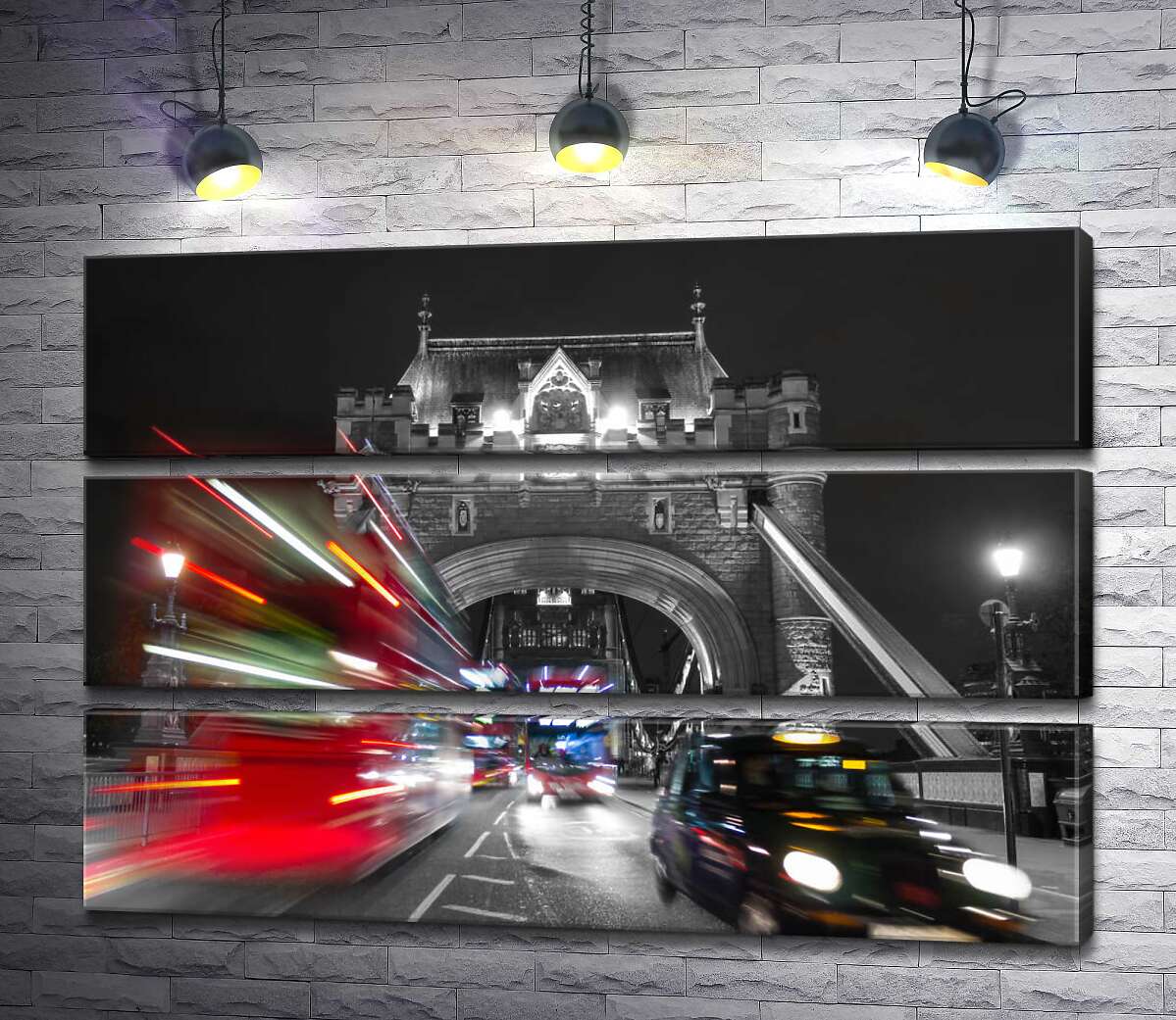 модульная картина Автомобили мчатся по ночному Тауэрскому мосту (Tower Bridge) (Модуль №15)