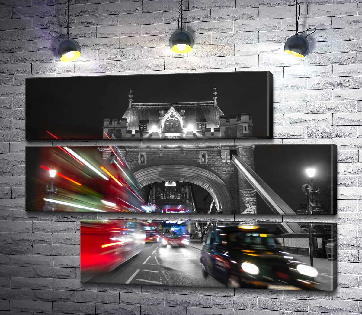 модульна картина Автомобілі мчать по нічному Тауерському мосту (Tower Bridge) (Модуль №16)