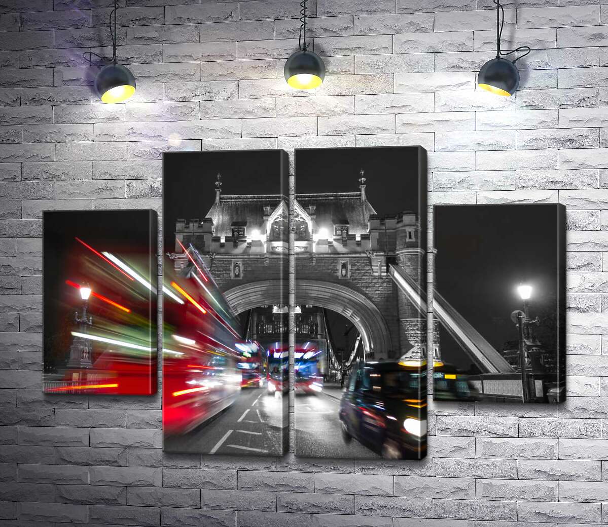 модульна картина Автомобілі мчать по нічному Тауерському мосту (Tower Bridge) (Модуль №20)