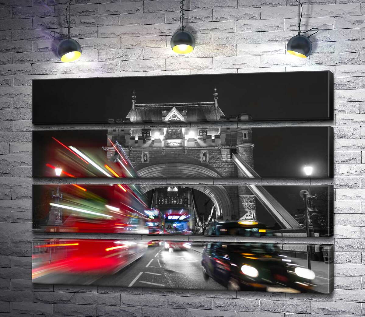 модульная картина Автомобили мчатся по ночному Тауэрскому мосту (Tower Bridge) (Модуль №22)
