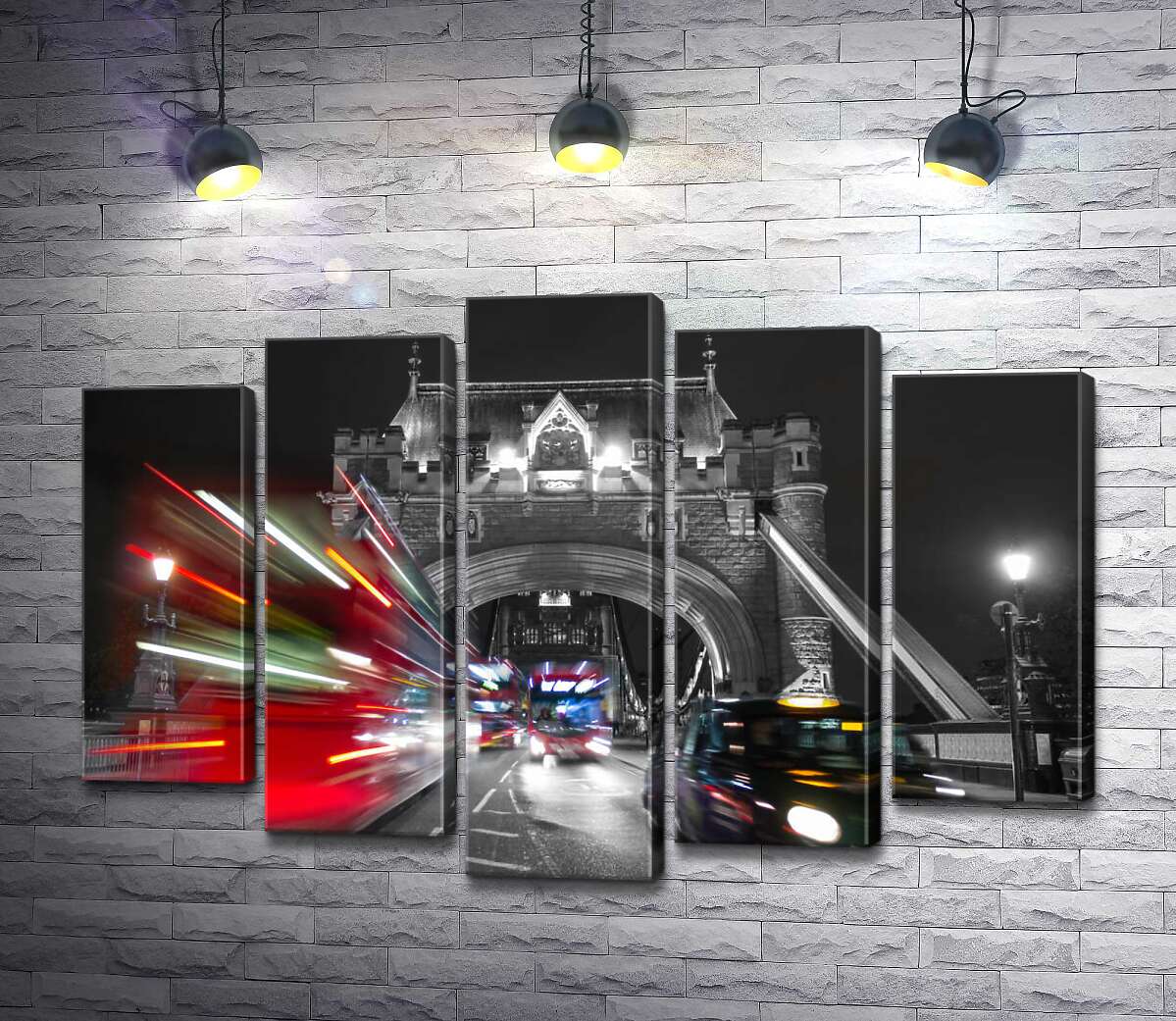 модульна картина Автомобілі мчать по нічному Тауерському мосту (Tower Bridge) (Модуль №4)
