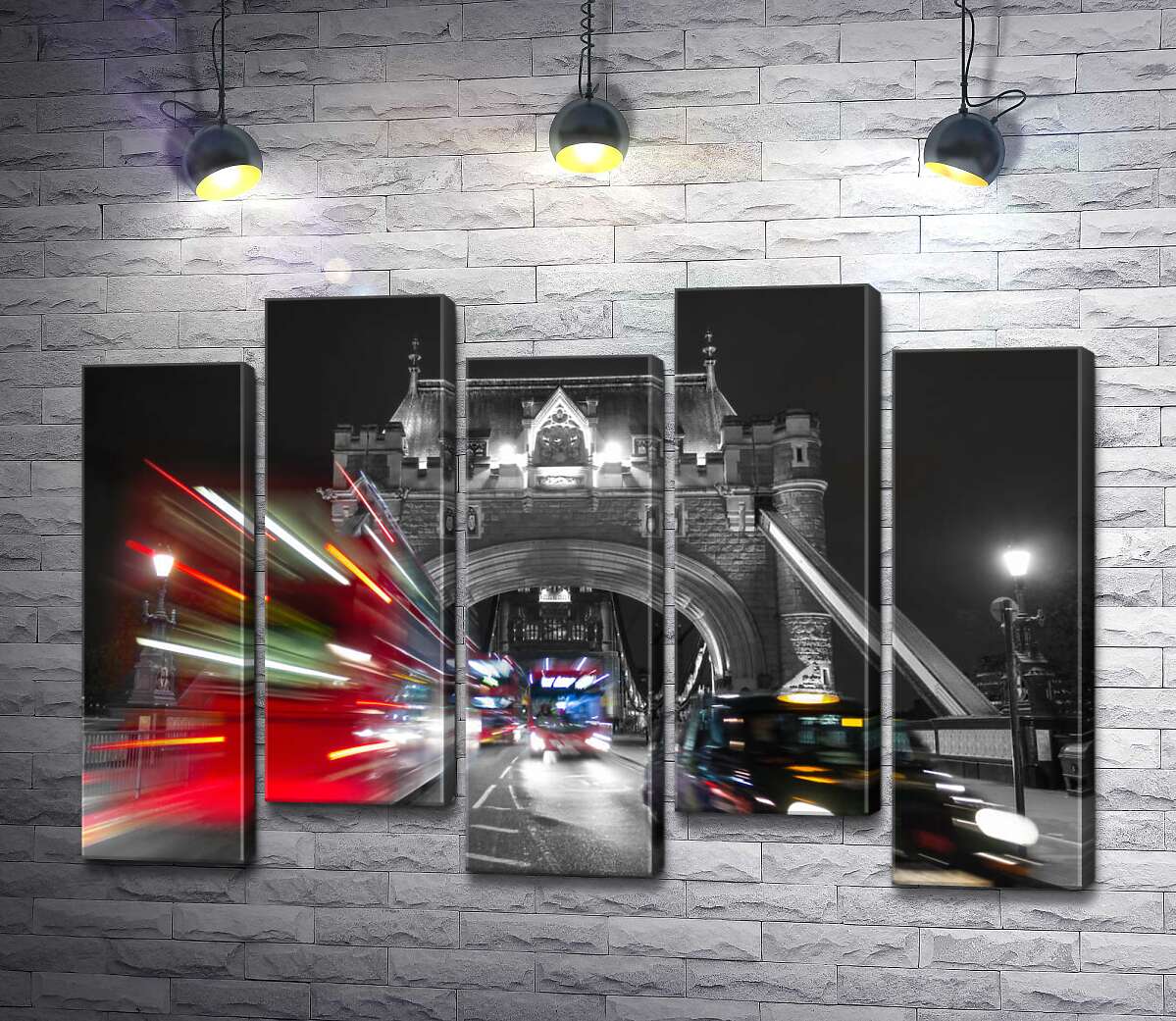 модульная картина Автомобили мчатся по ночному Тауэрскому мосту (Tower Bridge) (Модуль №30)