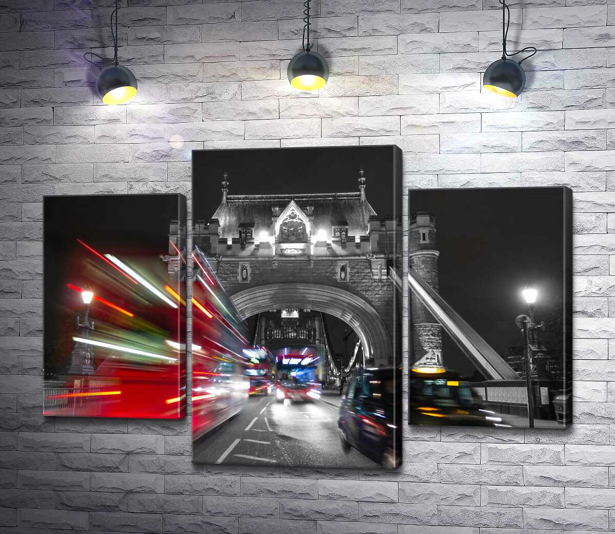 модульная картина Автомобили мчатся по ночному Тауэрскому мосту (Tower Bridge) (Модуль №10)
