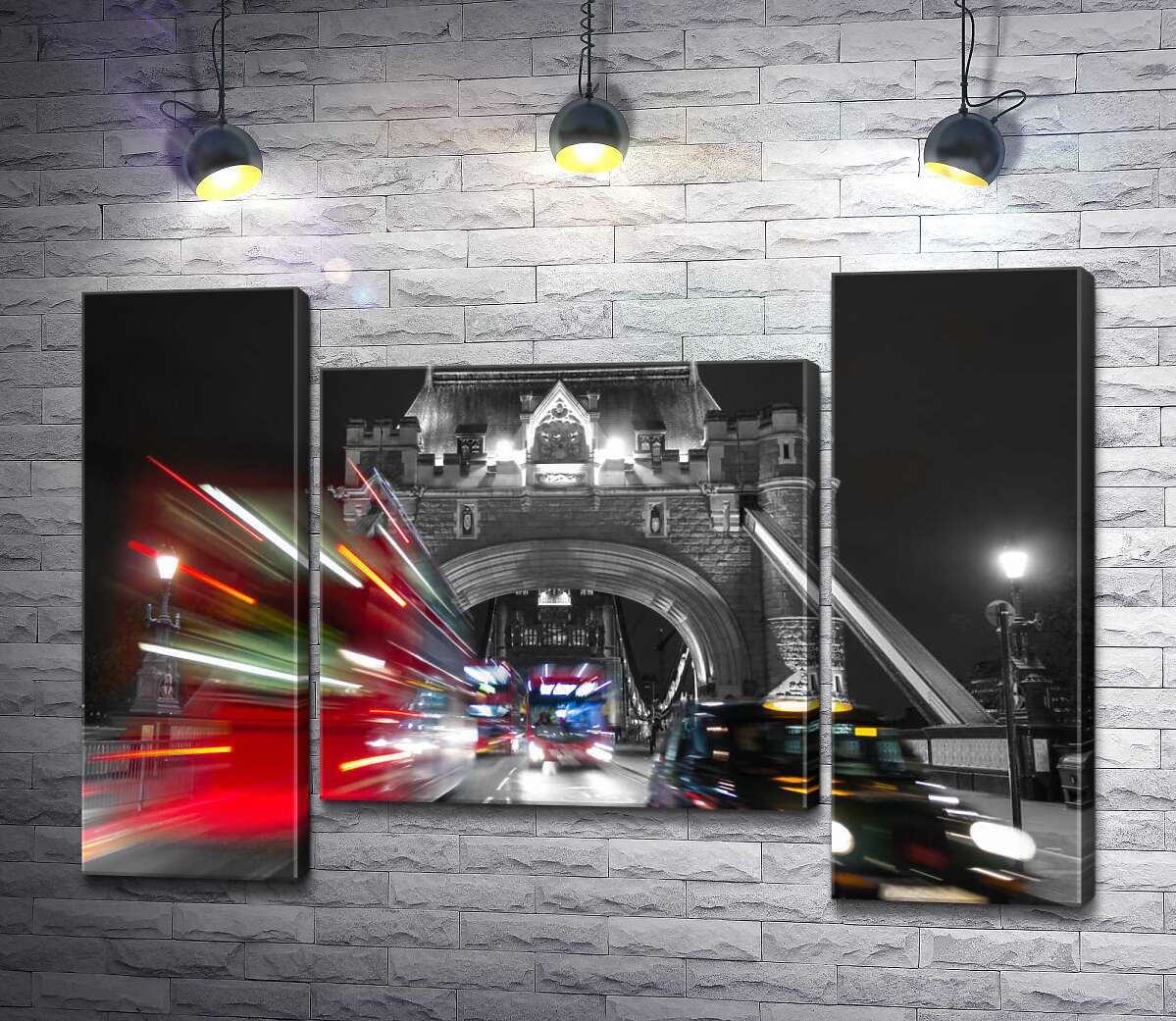 модульна картина Автомобілі мчать по нічному Тауерському мосту (Tower Bridge) (Модуль №11)