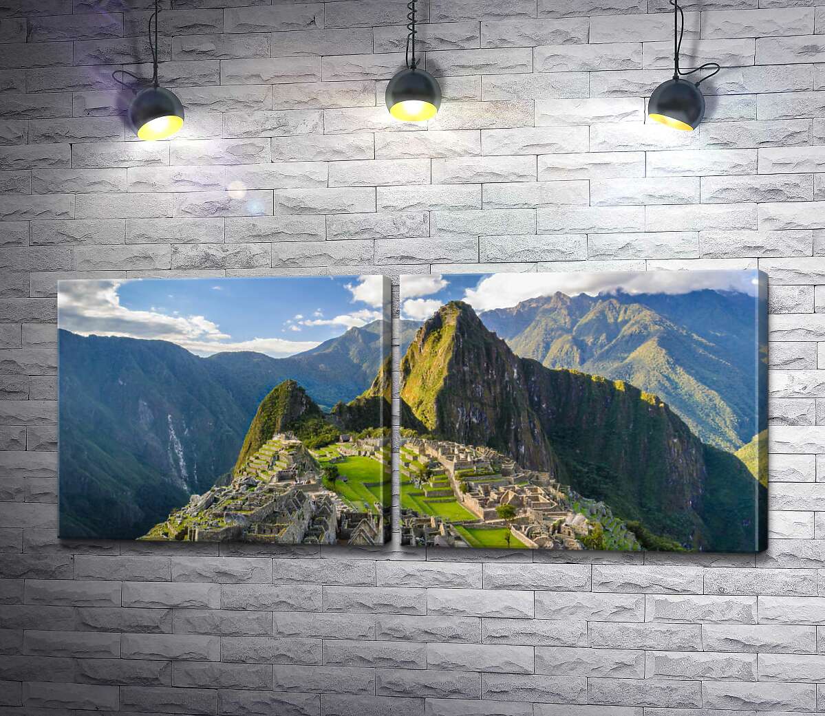 модульная картина Старый город инков Мачу-Пикчу (Machu Pikchu) возвышается на вершине горы