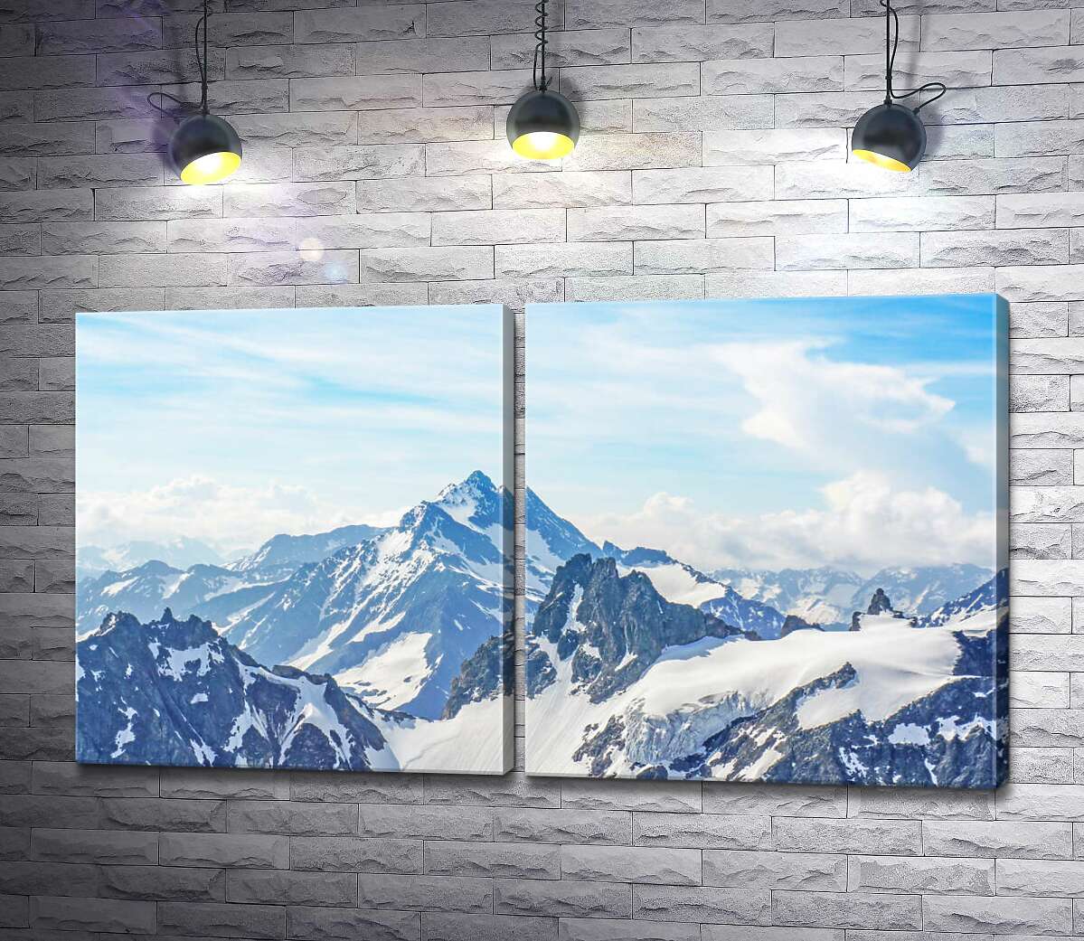 модульная картина Острые заснеженные вершины гор