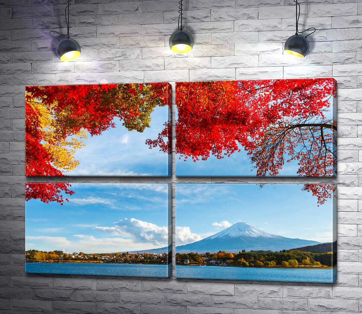 модульна картина Вид на гору Фудзі (Mount Fuji) з тіні осінніх дерев (Модуль №25)