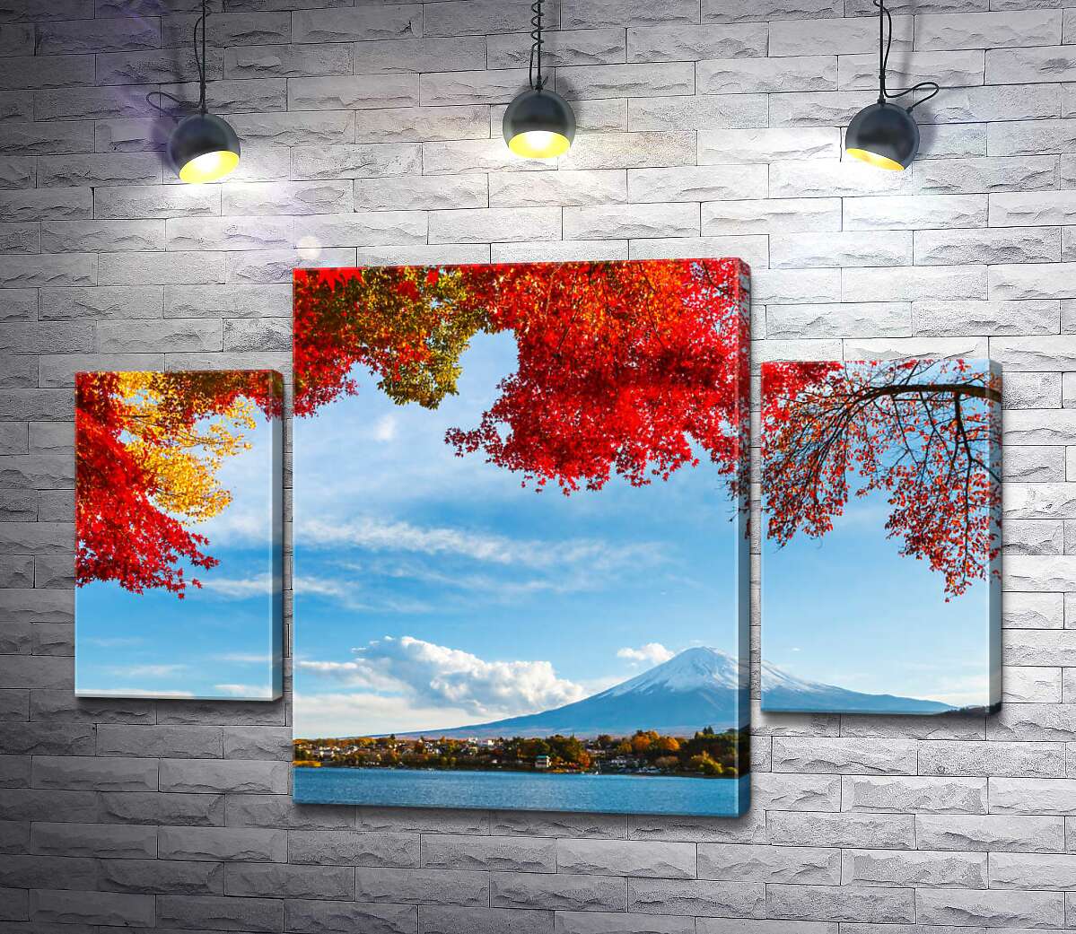 модульна картина Вид на гору Фудзі (Mount Fuji) з тіні осінніх дерев (Модуль №5)