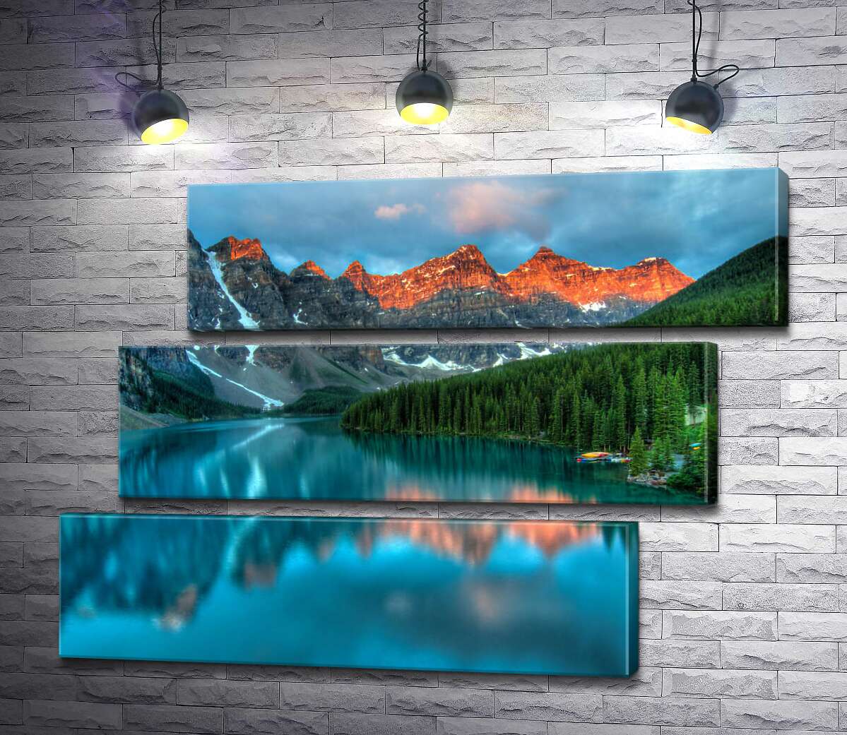 модульна картина Бірюзові води озера Морейн (Moraine Lake) оточені високими горами (Модуль №17)