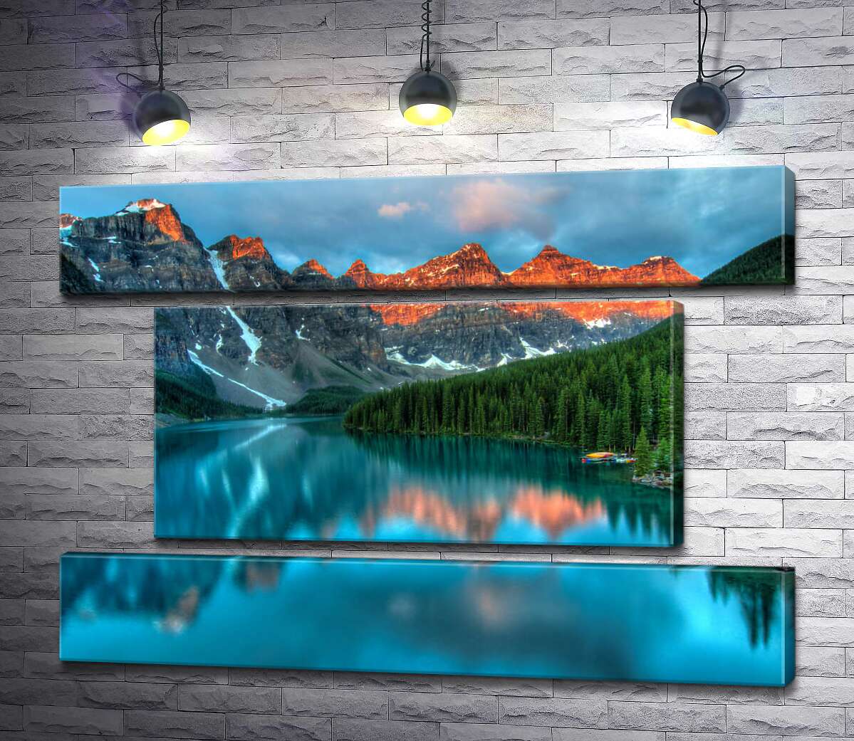 модульна картина Бірюзові води озера Морейн (Moraine Lake) оточені високими горами (Модуль №18)