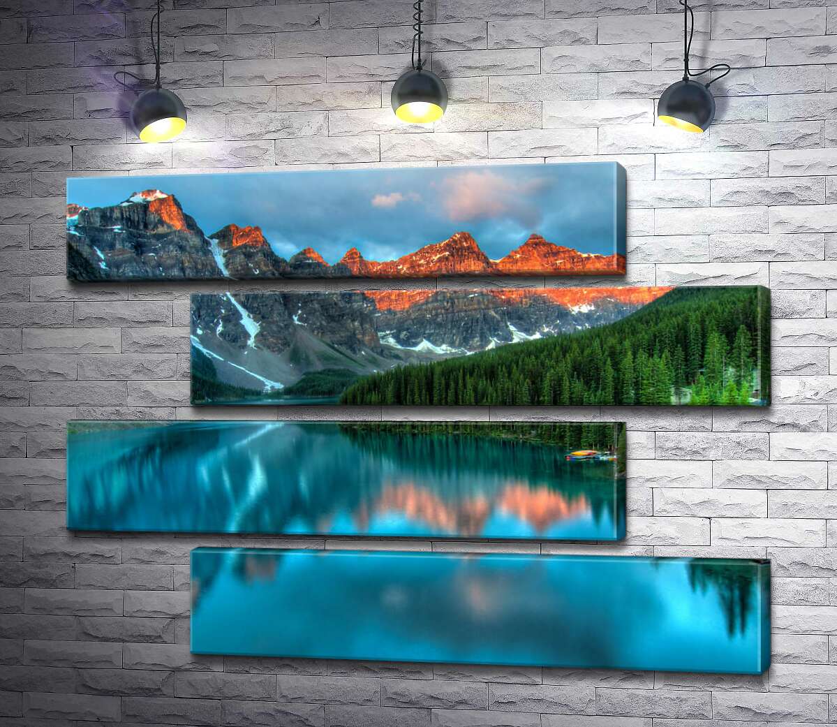 модульная картина Бирюзовые воды озера Морейн (Moraine Lake) окружены высокими горами (Модуль №23)