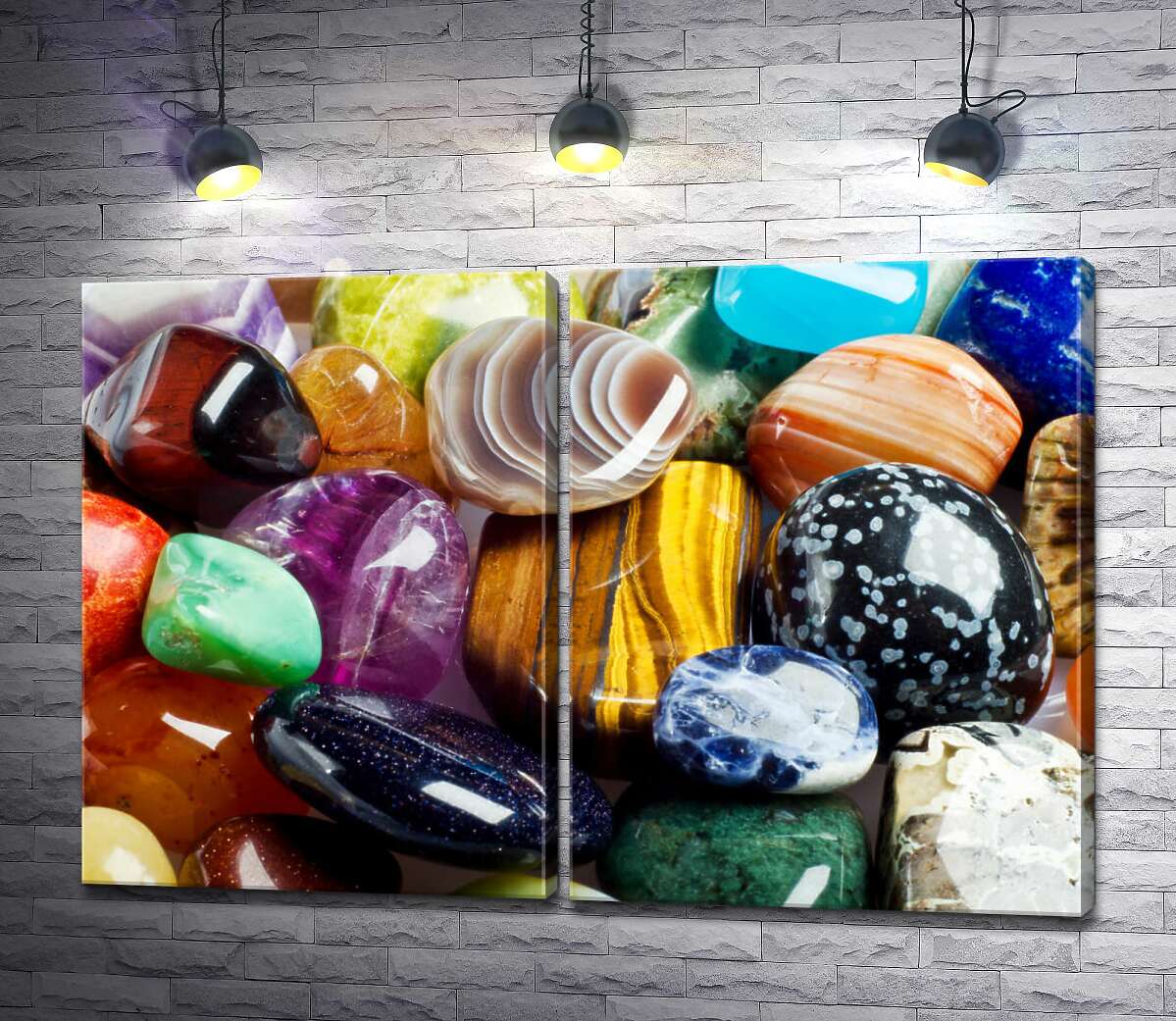 модульная картина Разнообразие красок и форм блестящих камней