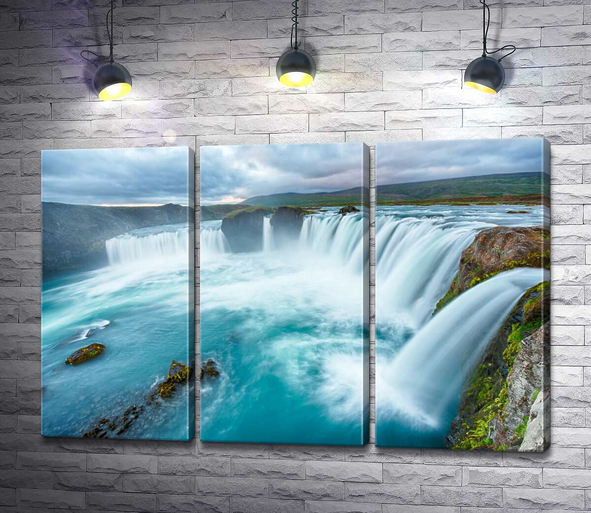 модульна картина Бірюзова краса водоспаду Ґодафосс (Godafoss)