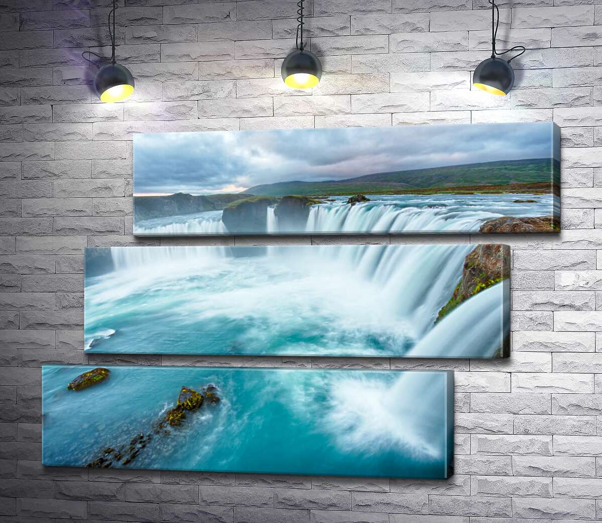 модульна картина Бірюзова краса водоспаду Ґодафосс (Godafoss) (Модуль №17)