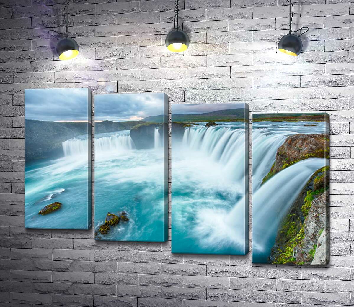 модульна картина Бірюзова краса водоспаду Ґодафосс (Godafoss) (Модуль №19)