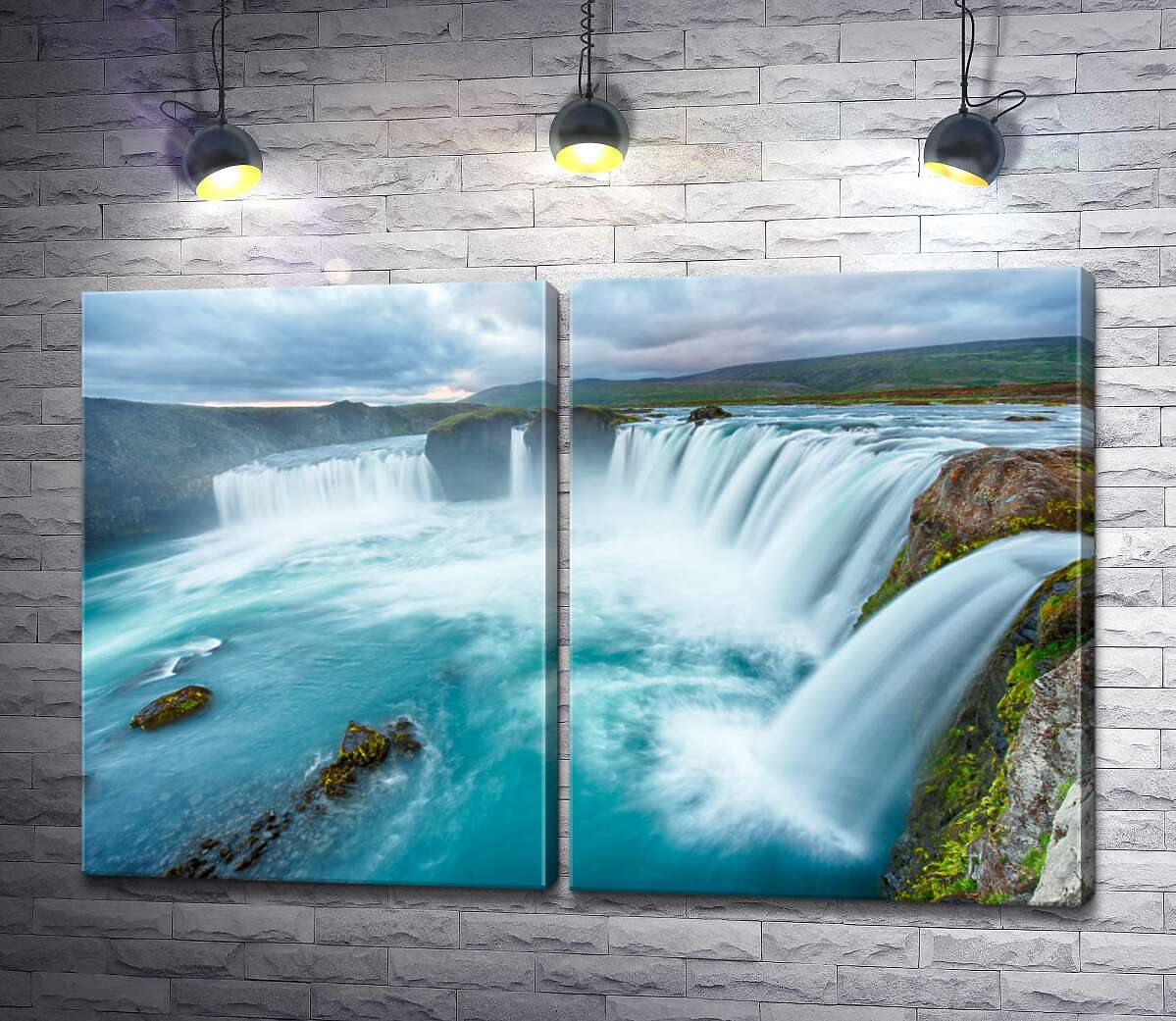 модульна картина Бірюзова краса водоспаду Ґодафосс (Godafoss) (Модуль №6)