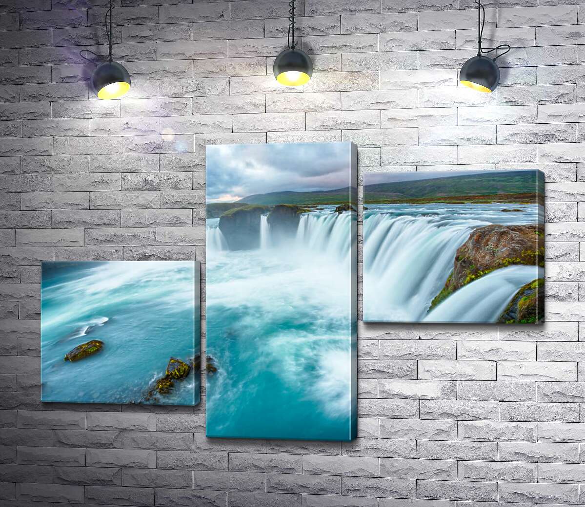 модульна картина Бірюзова краса водоспаду Ґодафосс (Godafoss) (Модуль №12)