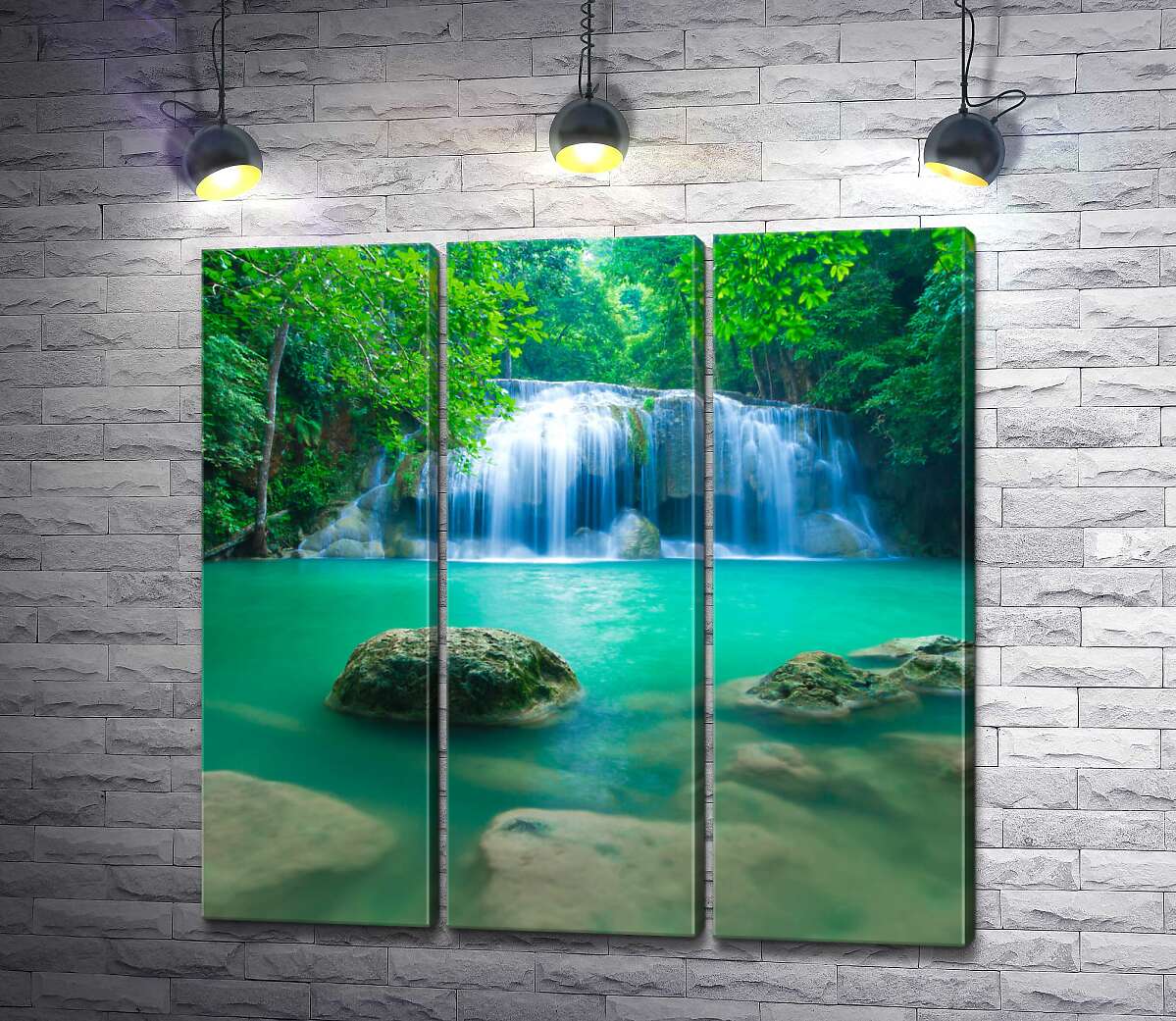 модульна картина Бірюзова вода водоспаду Ераван (Erawan falls) (Модуль №2)