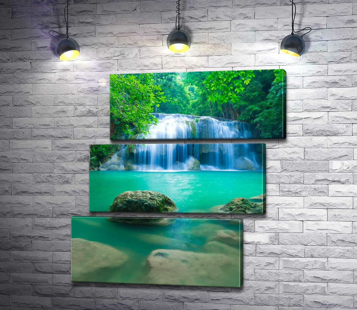 модульна картина Бірюзова вода водоспаду Ераван (Erawan falls) (Модуль №17)