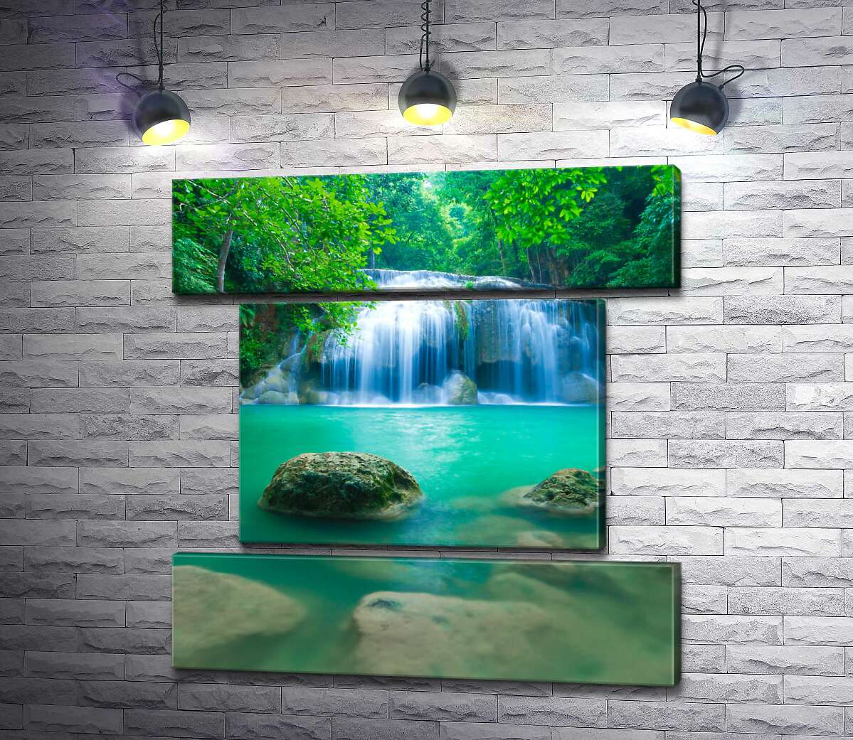 модульна картина Бірюзова вода водоспаду Ераван (Erawan falls) (Модуль №18)