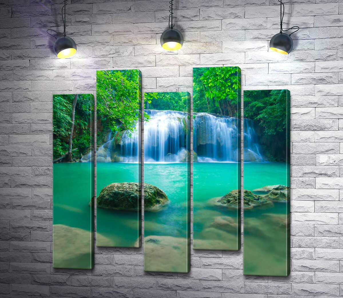 модульна картина Бірюзова вода водоспаду Ераван (Erawan falls) (Модуль №30)