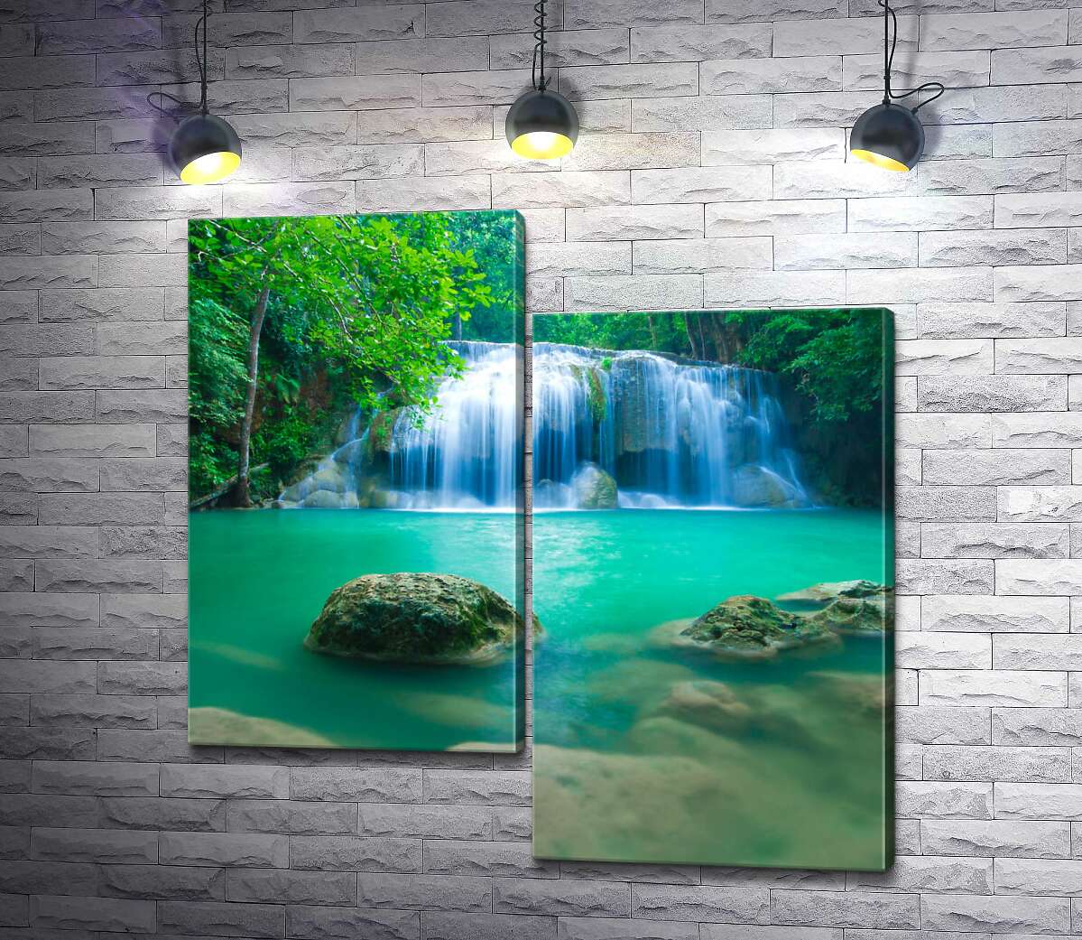 модульна картина Бірюзова вода водоспаду Ераван (Erawan falls) (Модуль №9)
