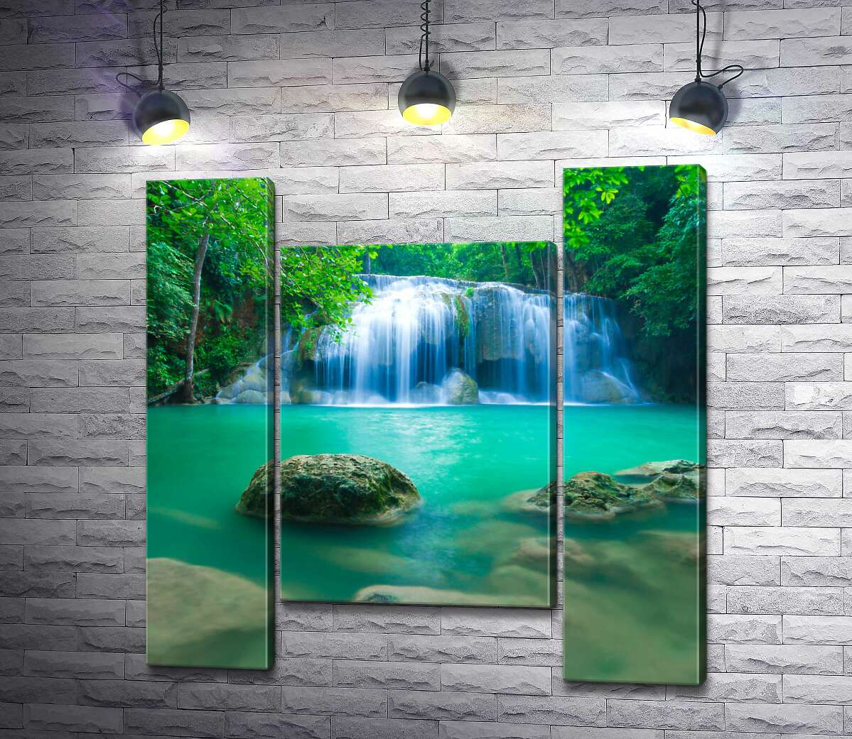 модульная картина Бирюзовая вода водопада Эраван (Erawan falls) (Модуль №11)