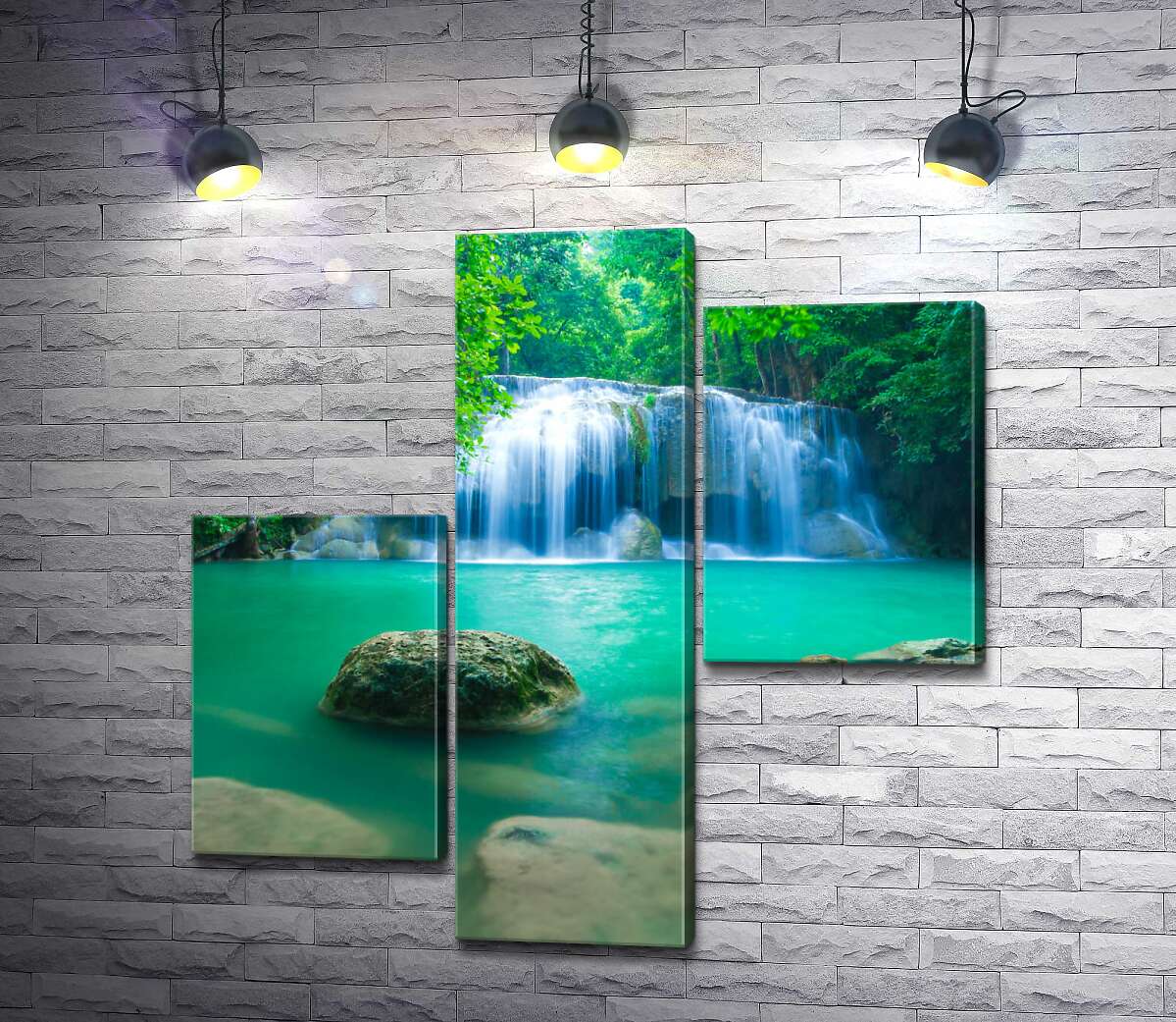модульна картина Бірюзова вода водоспаду Ераван (Erawan falls) (Модуль №12)