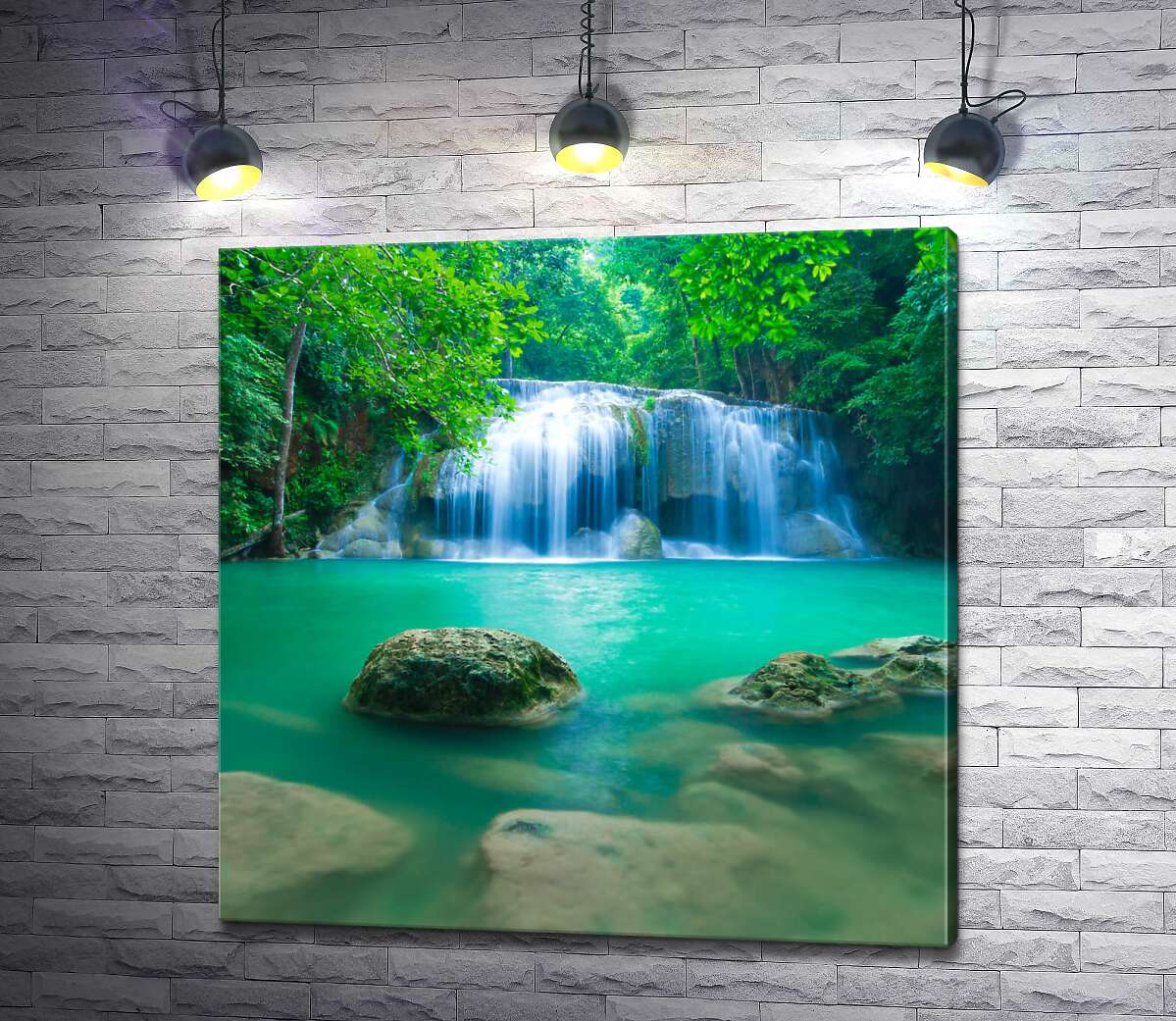 картина Бірюзова вода водоспаду Ераван (Erawan falls)